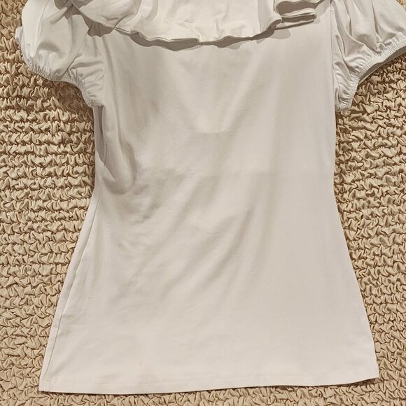 Susana Monaco White Ruffle Top NWT Size Small - Elegant Short Sleeve Blouse - Picture 2 of 3